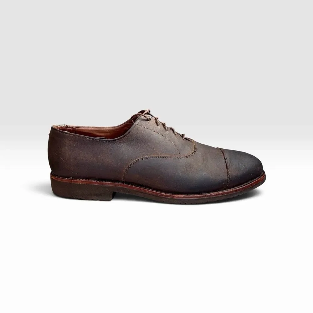 Allen Edmonds Barton Mens 10 D Brown Leather Cap Toe Oxford Shoes USA Vibram